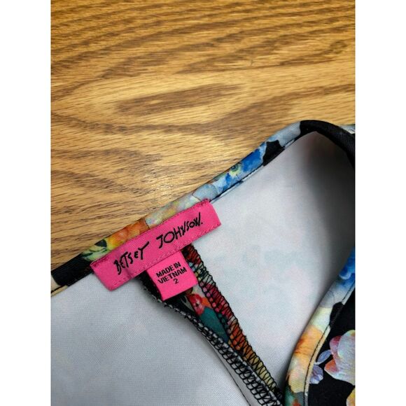 Betsey Johnson Scuba Fit and Flare Dress Floral Maximalist Black size 2 Small - Picture 4 of 4